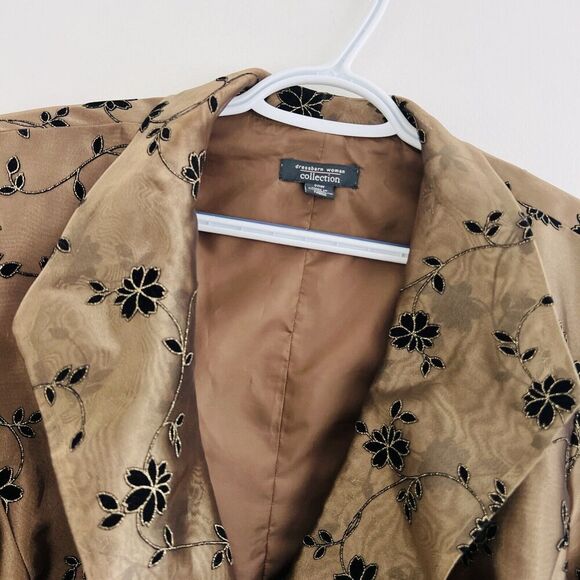 Dressbarn Woman Collection Brown & Black Floral Embellished Jacket ~ Plus Sz 20W - Picture 2 of 9